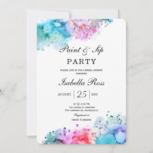 Paint and Sip Bridal Shower Invitation