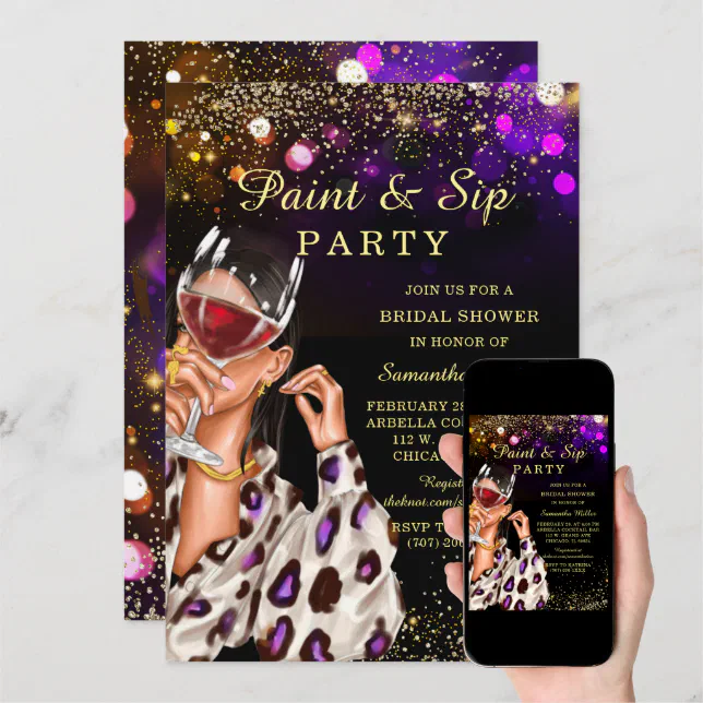 Paint and Sip Bridal Shower Invitation Zazzle
