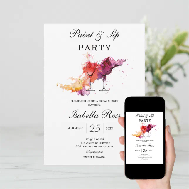Paint and Sip Bridal Shower Invitation Zazzle