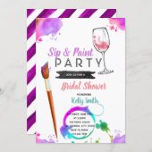 Paint and sip bridal shower party invitation (Front/Back)