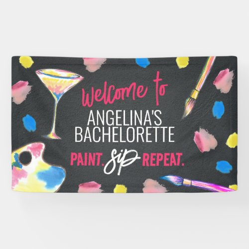 Paint and Sip Chalkboard Bachelorette Party Banner