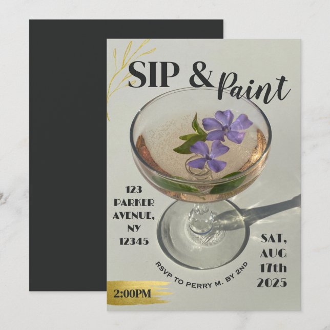 Paint And Sip Invitation Girls Night In (Front/Back)