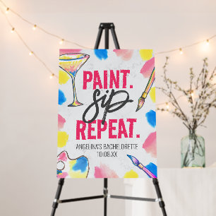 Paint and Sip Marble Bachelorette Party Sign