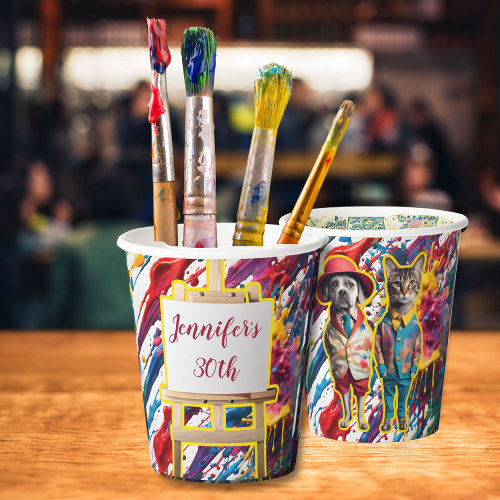 Paint and sip party paper cups