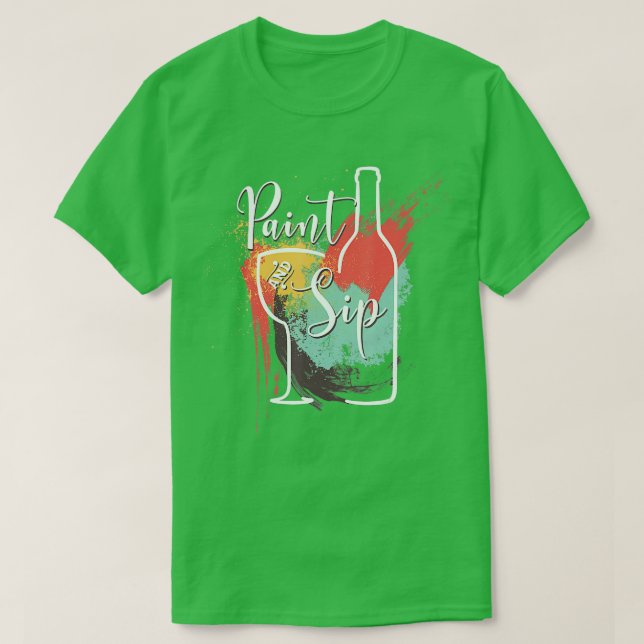 Paint and Sip Party Night  Wine and Canvas Art Top (Design Front)