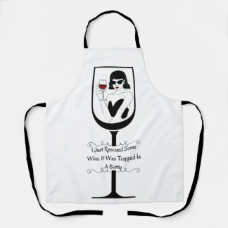Paint and Sip Trapped Wine Humor Apron