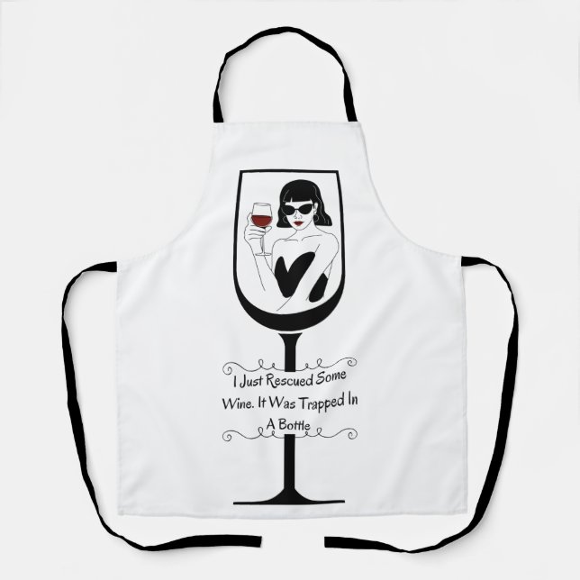 Paint and Sip Trapped Wine Humor Apron (Front)