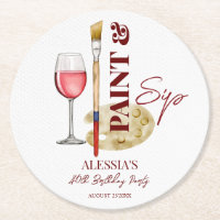 Paint and sip wine and art themed party favors