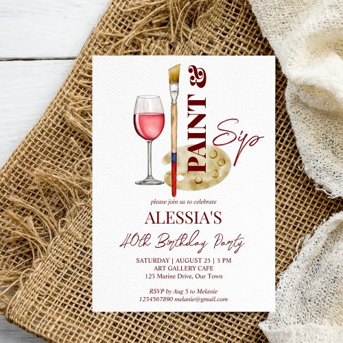 Paint and sip wine and art themed party template