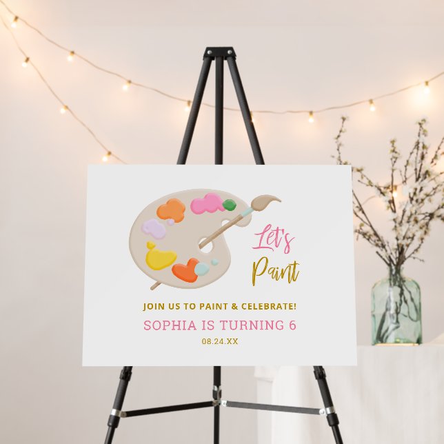 Paint Art Birthday Party Craft Party Welcome Foam Board (In Situ (Stand))