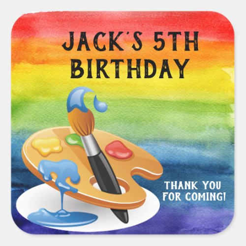 Paint Art Birthday Party Square Sticker