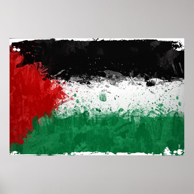 Paint Art Grunge Palestine Flag Poster (Front)