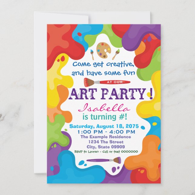 Paint Art Party Invitations (Front)