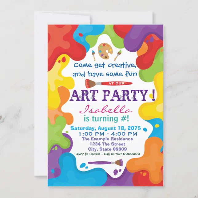 paint-art-party-invitations-zazzle for Free Printable Paint Party Invitations Paint Art Party Invitations | Zazzle for Free Printable Paint Party Invitations