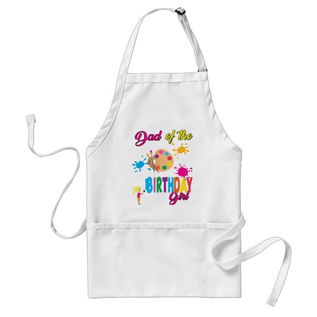Paint Birthday Art Create Dad Matching  Adult Apron (Front)