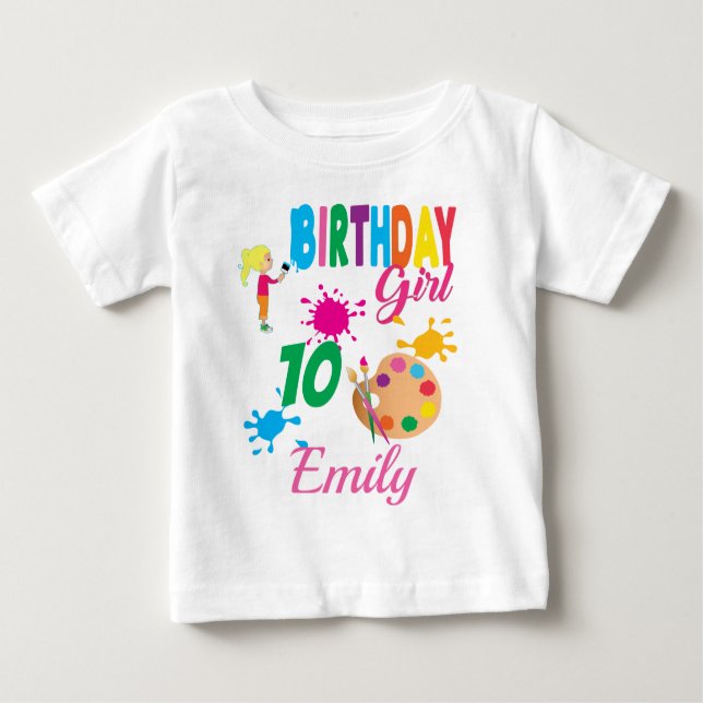 Paint Birthday Art  Create Party Theme Custom  Baby T-Shirt (Front)