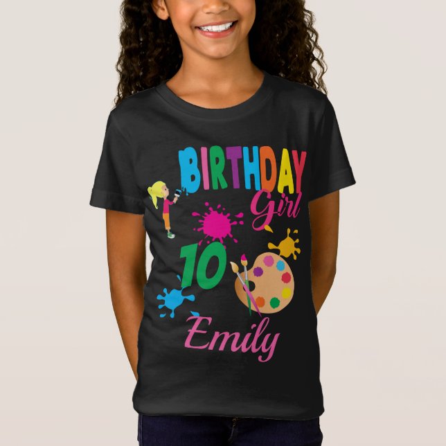 Paint Birthday Art  Create Party Theme Custom T-Shirt (Front)