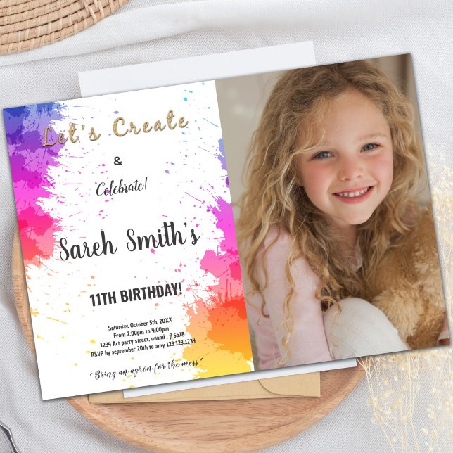 Paint Birthday Invitation with Photo (Paint Birthday Invitations with photo)
