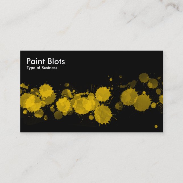 Paint Blots - Amber on Black Business Card (Front)