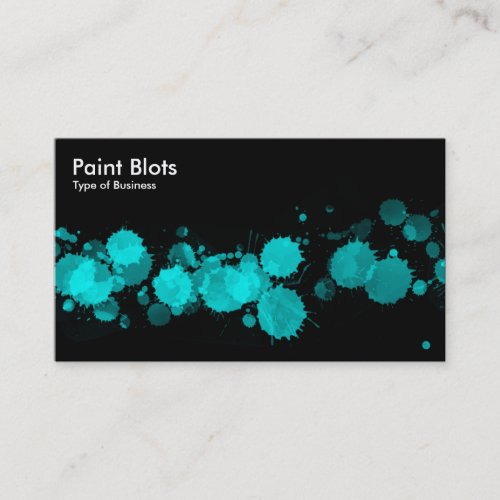Paint Blots _ Cyan on Black Business Card