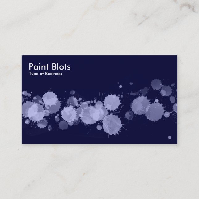 Paint Blots - Powder Blue on Dk Navy Business Card (Front)