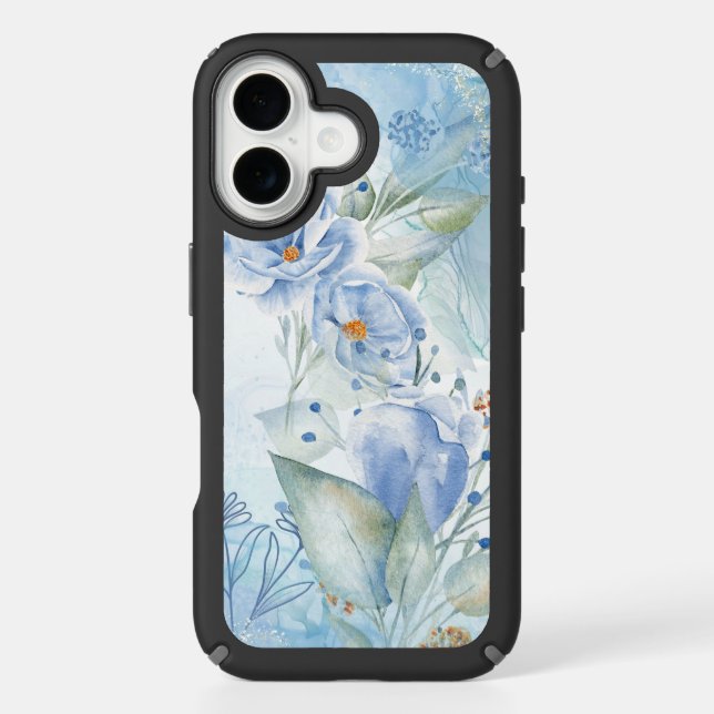 Paint blue flower speck iPhone case (Front)