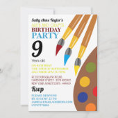 Paint Brush and Palette, Arts and Crafts Birthday (Front)
