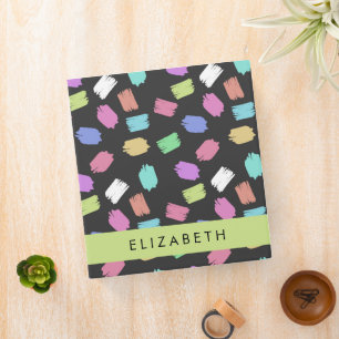 Paint Brush, Colorful Brush Strokes, Your Name 3 Ring Binder