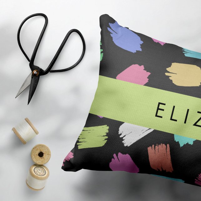 Paint Brush, Colorful Brush Strokes, Your Name Accent Pillow (Creator Uploaded)