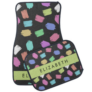Paint Brush, Colorful Brush Strokes, Your Name Car Floor Mat
