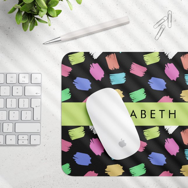 Paint Brush, Colorful Brush Strokes, Your Name Mouse Pad (Creator Uploaded)