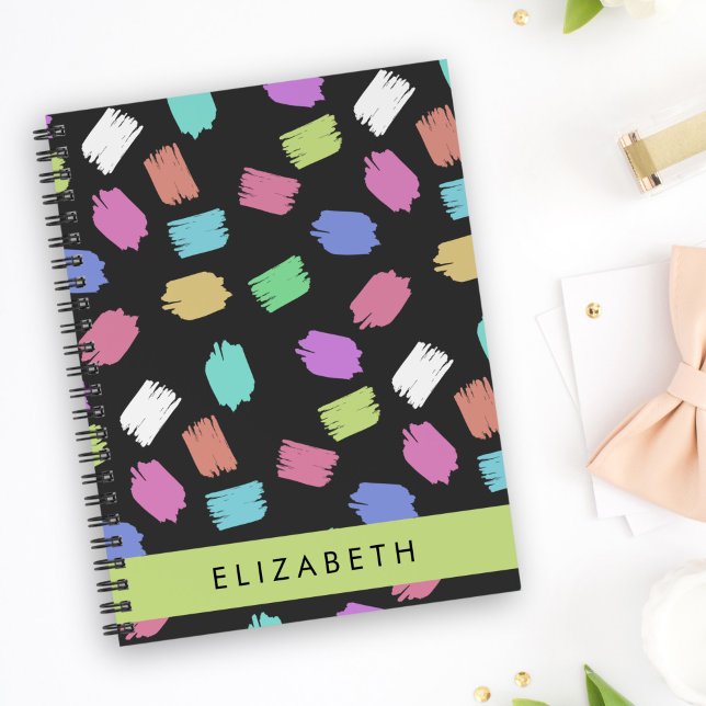 Paint Brush, Colorful Brush Strokes, Your Name Notebook (Creator Uploaded)