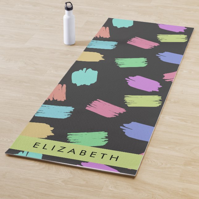 Paint Brush, Colorful Brush Strokes, Your Name Yoga Mat (In Situ)