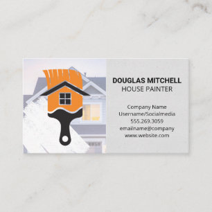 Paint Brush Home Logo Carpentry Business Card