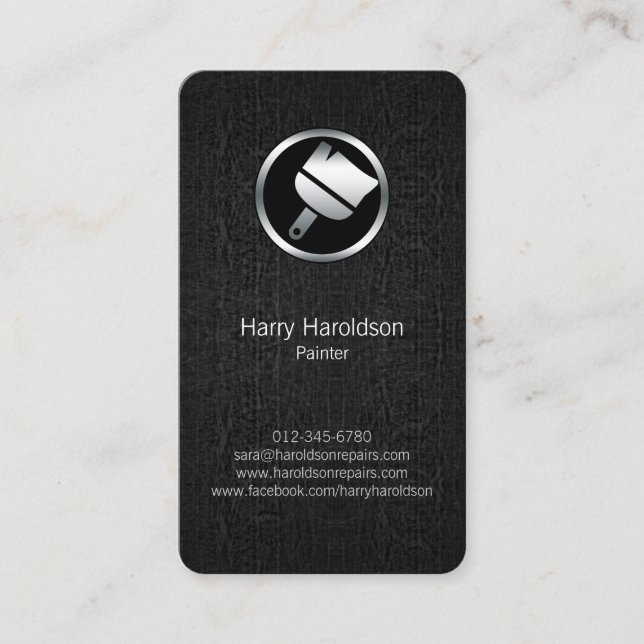Paint Brush Icon Grunge Painter Business Card (Front)