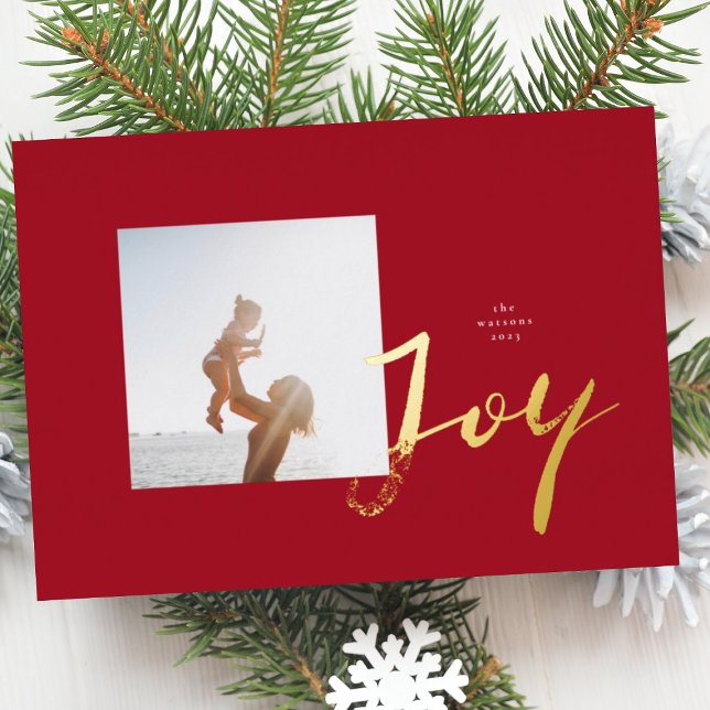 Paint Brush JOY | Photo Frame | Minimalist LOVE Foil Holiday Card (Creator Uploaded)