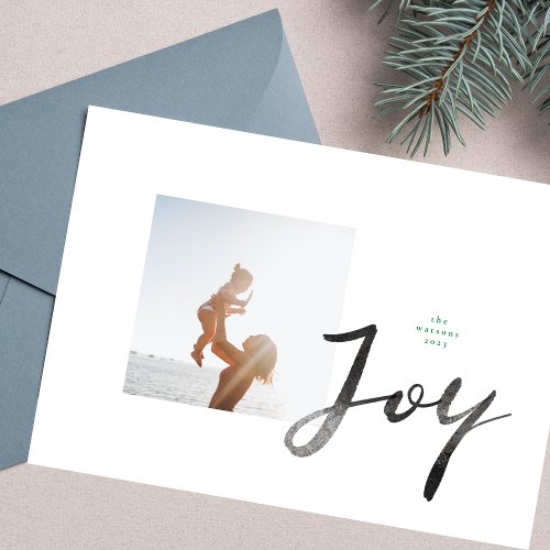 Paint Brush JOY  Photo Frame  Minimalist LOVE  Holiday Card