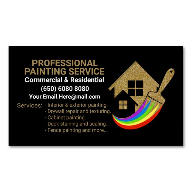 Paint Brush Painter House Painting Business Card Magnet (Front)