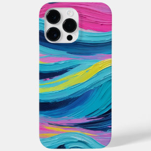 Paint Brush Stroke Abstract Ocean Waves Neon Color Case-Mate iPhone 14 Pro Max Case