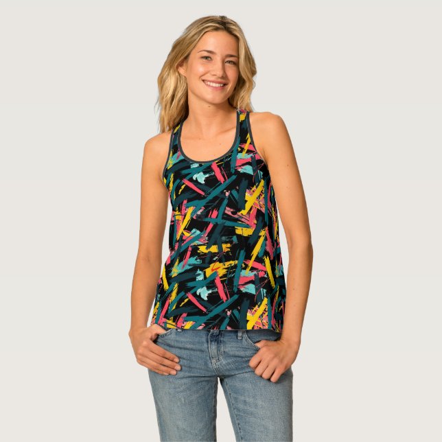  paint brush stroke yoga gym Women's Tank Top (Front Full)