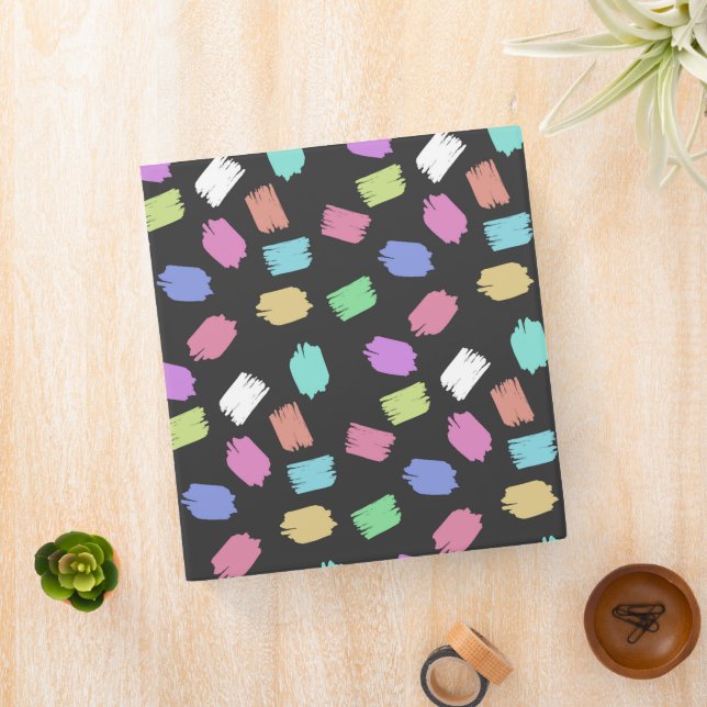 Paint Brush Strokes, Colorful Brush Strokes 3 Ring Binder (In Situ)