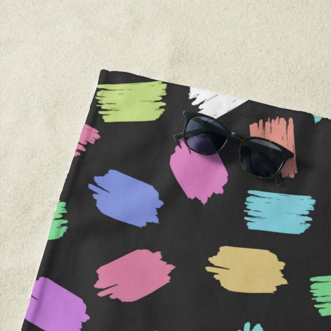 Paint Brush Strokes, Colorful Brush Strokes Beach Towel (In Situ)