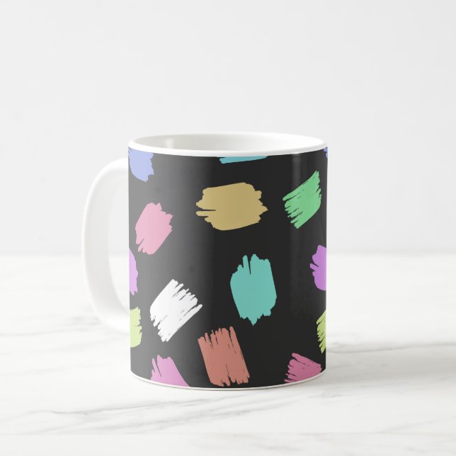 Paint Brush Strokes, Colorful Brush Strokes Coffee Mug (Front Left)