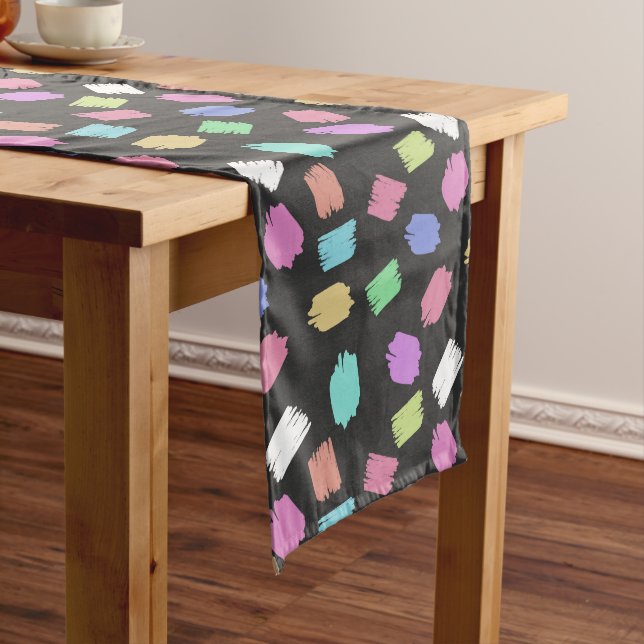Paint Brush Strokes, Colorful Brush Strokes Medium Table Runner (In Situ)