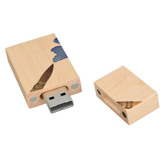 Paint brush wood USB flash drive (Angled)