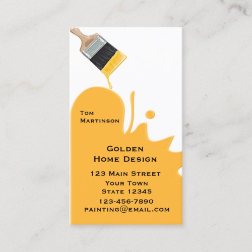 Paint Brush, Yellow, Business Card