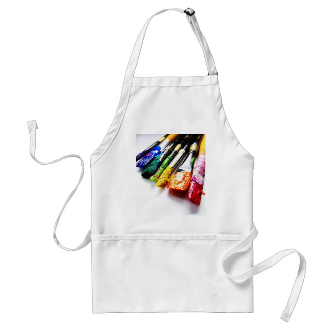 Paint brushes art smock apron Zazzle