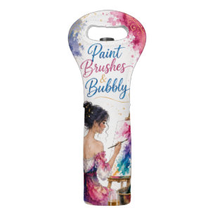Paint Brushes & Bubbly Wine Cooler Bag