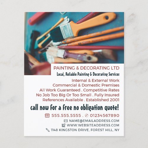 Paint Brushes Painter  Decorator Advertising Flyer