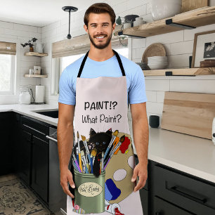 Paint Brushes Pallet Black Kitten Artist Apron